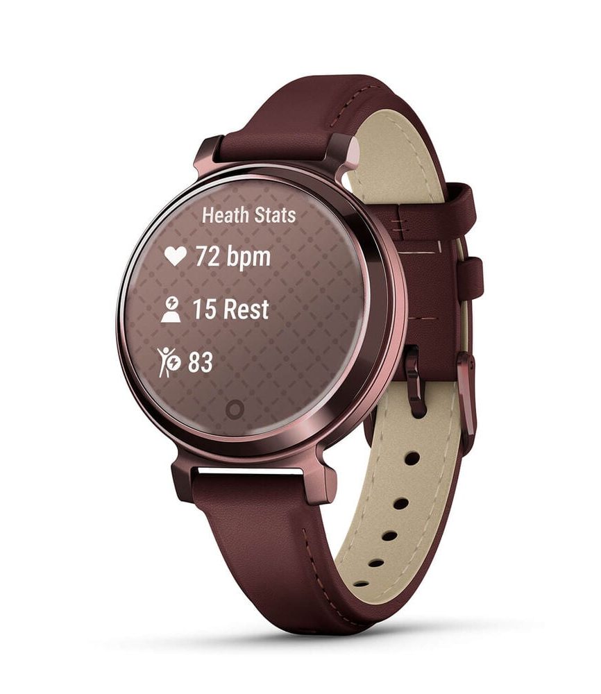 Garmin Lily® 2 Classic Dark Bronze Bezel Mulberry Leather Strap Watch image number 2