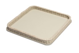 Pigment France, Orsay leather & rattan trays, Square tray, large