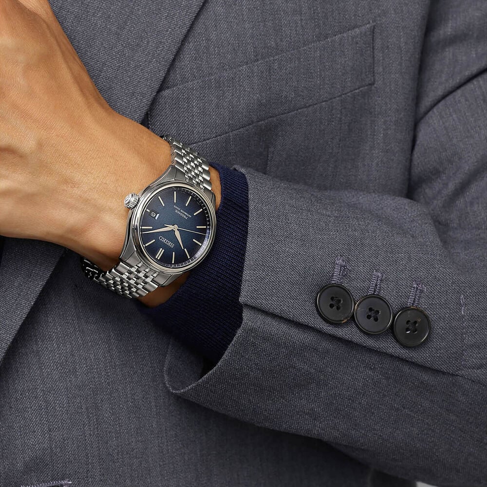 Seiko Presage Classic 'Ai-iro' Japan Blue 40mm Dial Steel Bracelet Watch image number 4