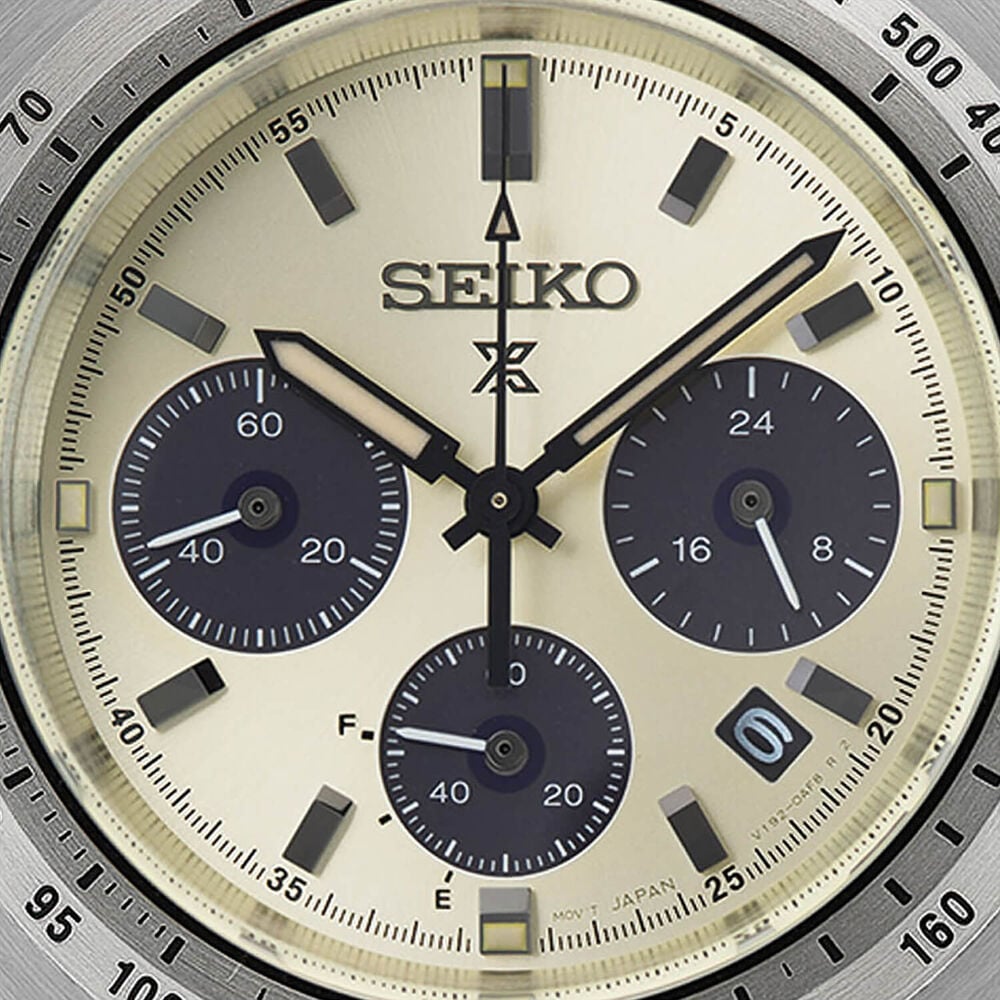 Seiko Prospex Speedtimer ‘Motoring’ European Exclusive 39mm Ivory Dial Steel Bracelet Watch image number 1