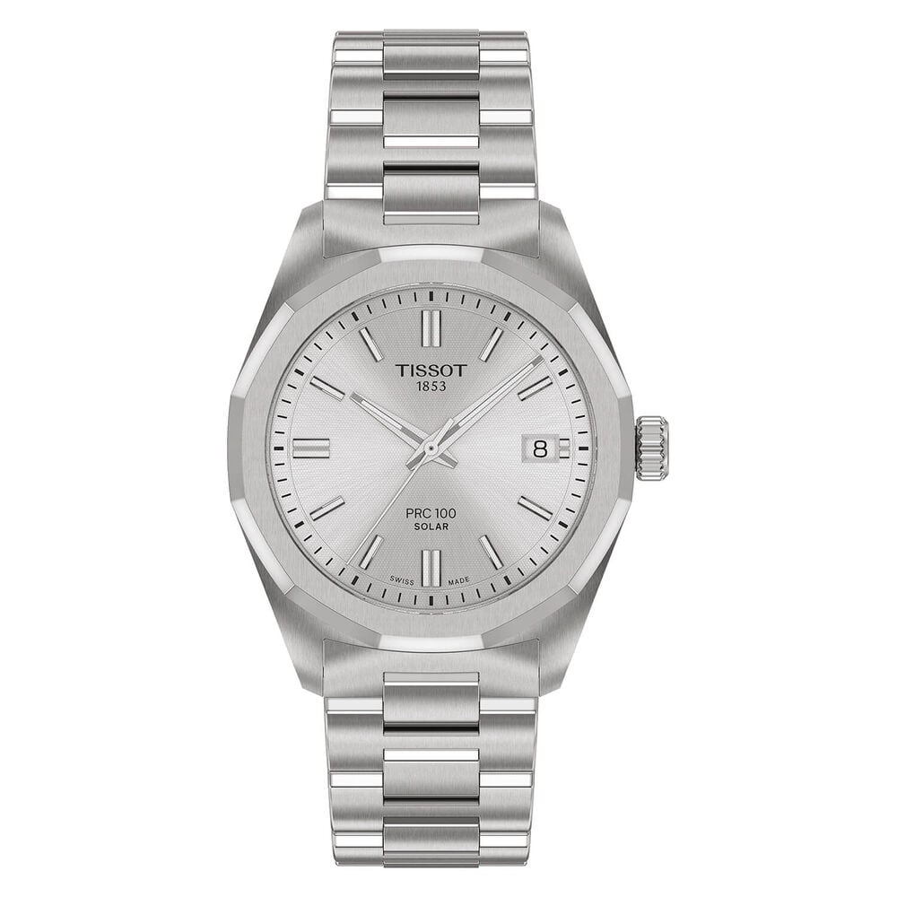 Tissot PRC 100 Solar 34mm Silver Dial Stainless Steel Bracelet Watch image number 0