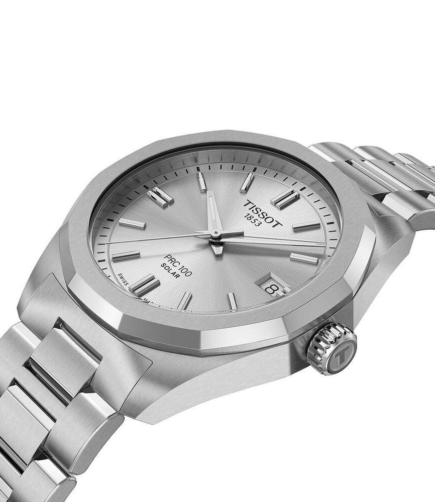 Tissot PRC 100 Solar 34mm Silver Dial Stainless Steel Bracelet Watch image number 1